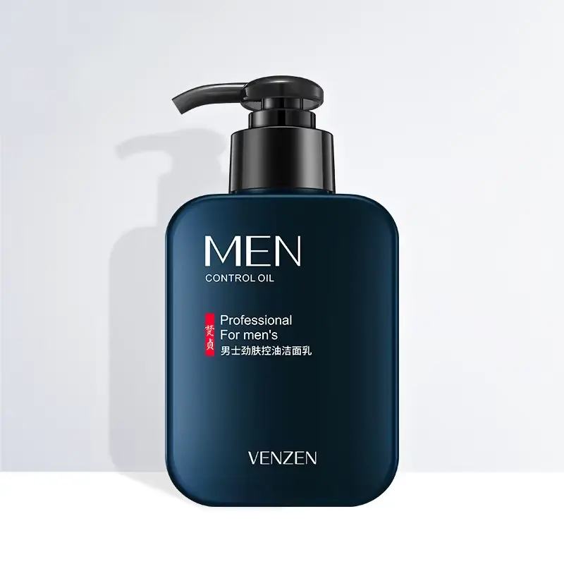 Venzen Men Control Oil | Professional Skincare for Men Venzen Men Control Oil - Professional skincare for men in a dark blue pump bottle.
